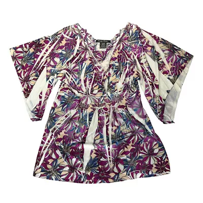 $17.70 • Buy Simply Irresistible Floral Lace Butterfly Sleeve Tunic Blouse Top Ladies Size S