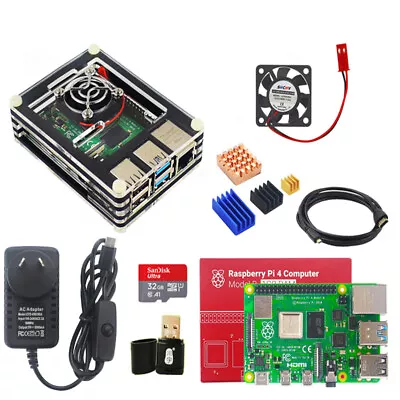 Raspberry Pi 4 Model B 2GB 4GB 8GB Starter Kit Board Case Fan Power Supply HDMI • $164.99