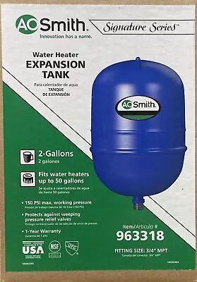 AO Smith Water Heater Expansion Tank 2-Gallon Signature Series 3/4  MPT 963318 • $45