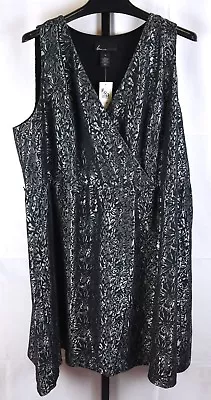 Lane Bryant Metallic Dress Plus Size 24 Gray VNeck Sleeveless Fit And Flare NWT • $39.99