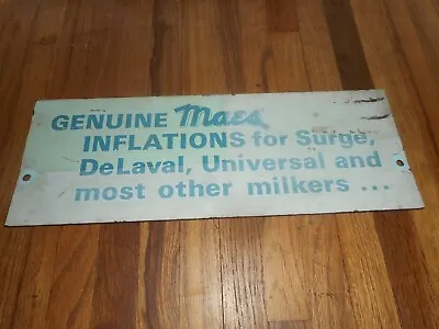 Vintage MAES INFLATIONS SURGE DELAVAL DAIRY FARM COW MILKERS ADVERTISING SIGN • $159.95