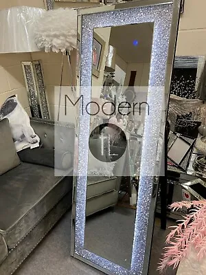 Crushed Diamond Freestanding LED Vanity Floor Mirrorlight Up Glitz Floor Mirror • £219.99