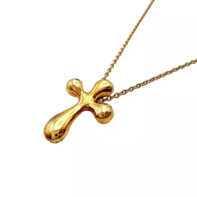 Tiffany Co Elsa Peretti Small Cross Necklace K18Yg Jewelry Used • $608.99