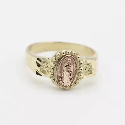 Baby Virgin Mary Lady Guadalupe Ring Real 10K Yellow Rose Gold Size 1  • $82.49