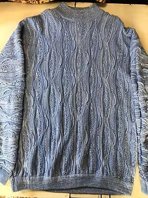 Vintage Delf Sweater Knitted Coogi Style Pullover  Sweatshirt Blue • $80