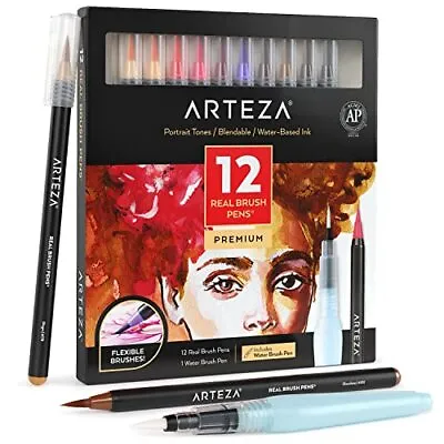 $16.77 • Buy Real Brush Pens, Set Of 12, Portrait Tones, Blendable Watercolor Markers And ...