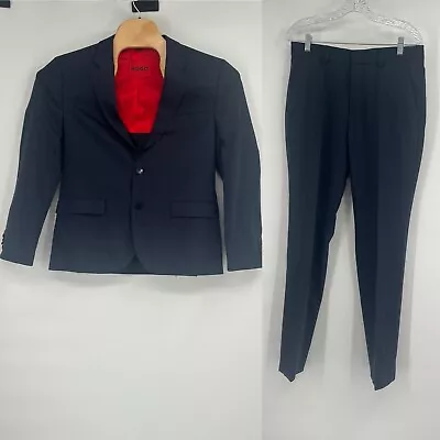 Hugo Boss NEW Wool Blend Modern Fit Check Suit Blazer + Trousers Blue 40S/30R • $149