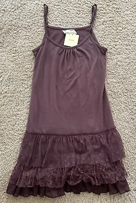 NWT A'REVE Purple Slip Dress Floral Lace Tiered Sleeveless Knee-Length S • $29.99