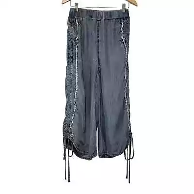 Oli & Hali Women's Distressed Chambray Side Cinch Pull On Harem Pants S • $31.25
