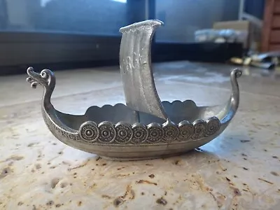 Vintage Pewter Viking Norge Ship Norway TPB Handstopt Tinn • $10