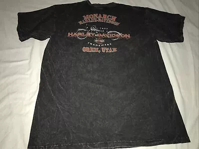 Vintage 2014 Harley Davidson Monarch Orem Utah Graphic Shirt Motorcycle Size L • $17