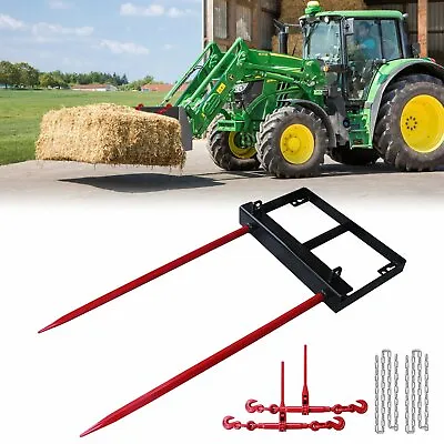 $389.99 • Buy 49  Dual Hay Bale Spear Skid Steer Loader Bucket Loader Tractor Attachment