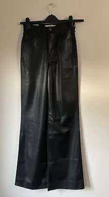 Levi’s Black Faux Leather 70s High Flare Trousers W24” New • £14.99