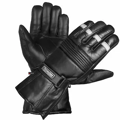 Men's Premium Winter Motorcycle Gloves | Sheep Leather Thinsulate Gauntlet Biker • $14.99