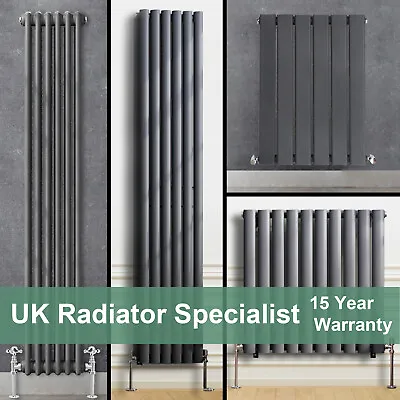 Anthracite Designer Radiator Flat Panel Oval Column Cast Iron Style Rads • £96.99