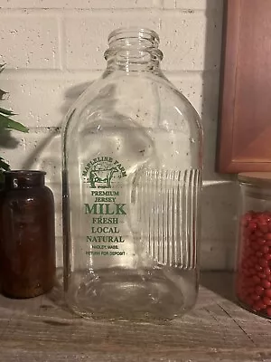 Half Gallon Milk Bottle - MAPLELINE FARM Hadley Mass Green Embossing • $32