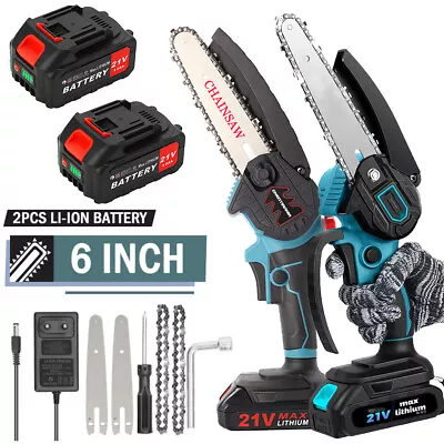 For Makita 6 In Chainsaw Cordless Electric One-Hand Saw Wood Cutter 2 Batteries • £27.59