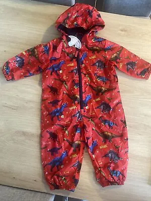 £3.50 • Buy Boys Dinosaur Shower Resistant Coat/jacket/all In One 12-18months New