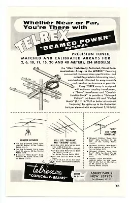 QST Ham Radio Magazine Print Ad For TELREX  BEAMED POWER  Rotaries (2/1955) • $11.14