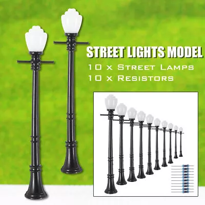 10pcs LCX04 Model Railway Lamppost Lamps Street Lights O Scale LEDs NEW • $11.11