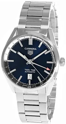 Tag Heuer Carrera Twin Time Auto 41mm Blue Dial Men's Watch Wbn201a.ba0640 • $3040