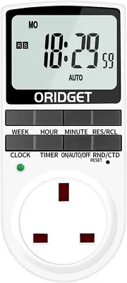 £15.97 • Buy ORIDGET Digital Electrical Timer Plug Socket With 18 On-Off Programs, Countdown