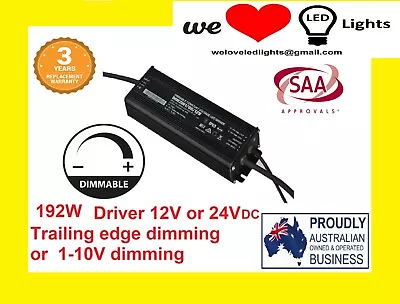 Triac Trailing Edge 1-10V Dimmable 12V 24V LED Driver 192Watt LED Strip Lighting • $240