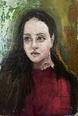 Portrait Girl Women. Original Oil Painting Miniature Signed By Artist. • £29