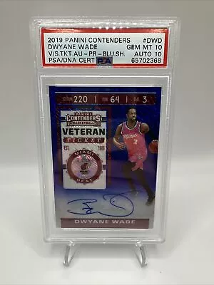 2019 Contenders Dwyane Wade BLUE SHIMMER Prizm Auto SSP /10 PSA 10 20 Heat 1/1 • $117.50