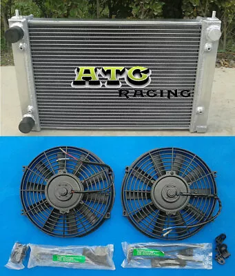 2 Row Aluminum Radiator +Fan For VW Golf MK2 MK II 1.6 8V & 1.8 16V 1982-1992 MT • $158