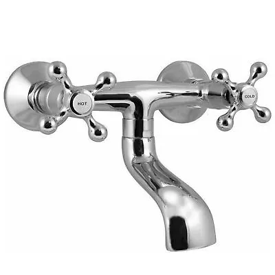 Traditional Victorian Wall Mounted Bath Filler Mixer Tap Chrome • £44.95