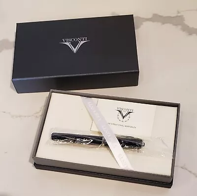 Visconti Divina Elegance Rollerball Pen - Black With Sterling Silver Trim • $295