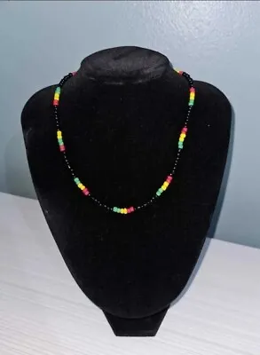 One Love Rasta Jamaican Red Yellow GreenBlack  Beaded Necklace 16  -20  • $16.50