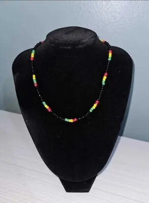 One Love Rasta Jamaican Red Yellow GreenBlack  Beaded Necklace 16  -22  • $16.50