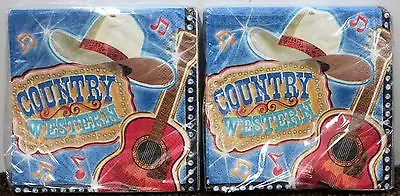 2-SET COUNTRY WESTERN COCKTAIL NAPKINS Beverage Music Cowboy America Paper NEW • £10.19