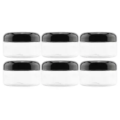 Clear Plastic Jars With Black Plastic Lids 6pk 8oz Size BPA Free PET Storage • $12.99