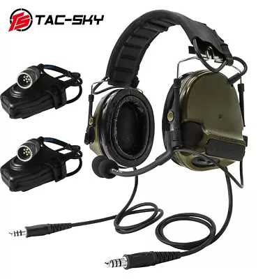 Dual Channel COMTAC III Tactical Headset + For PELTO 6 Pin PTT Military Version • $229.99