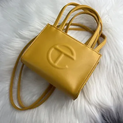 Telfar Mustard Small Shopping Bag Handbag Purse Crossbody Vegan Leather • $160