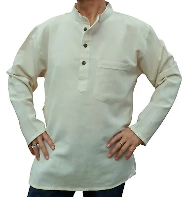 £24.99 • Buy Fair Trade Nepalese Hemp & Cotton Nehru Grandad Collarless Kurta Shirt M - 5xl