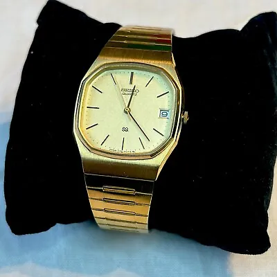 Vintage SEIKO 1980s SQ Gold Toned Date Quartz Wristwatch Working VGC • £245