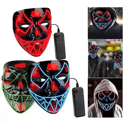 Halloween LED Purge Mask Glow In Dark Light Up Costume Scary Rave Cosplay Mask • $24.69