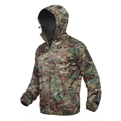 Windbreaker Mens Combat Jacket Tactical Military Casual Coats Hooded Camouflage • $21.84