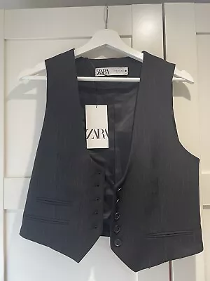 Zara Black Pinstripe Waistcoat - Size M - Brand New With Tags • £39.99