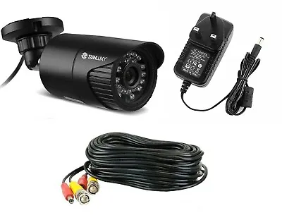 Sunluxy 720P IP66 AHD Security CCTV Camera & 18M Power-Video Cable & 12v PSU. • £57.50