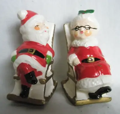 $9.99 • Buy Vintage Enesco Christmas Santa & Mrs Claus Rocking Chair Salt And Pepper Shakers