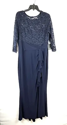 Marina Womens Ruffle Lace Dress Blue Size 16 • $72