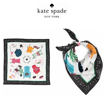 NWT Kate Spade MUSICAL CHAIRS 100% Silk Square Scarf- 20.5”L X 20.5”W • $48