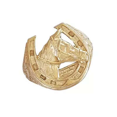 Horse Shoe/Horse Head Ring 9ct Yellow Gold • £701.15