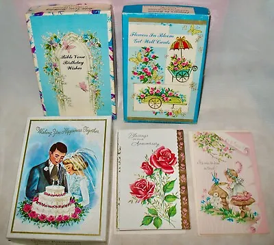 Lot 33 Vintage GREETING CARDS Get Well Bible Birthday Wedding ~ Original Boxes • $49.99