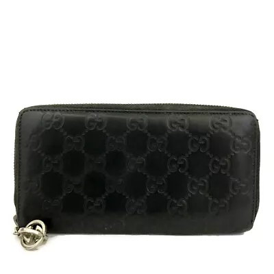 GUCCI Ssima GG Logo Leather Zip Around Long Wallet/6Y0336 • $1